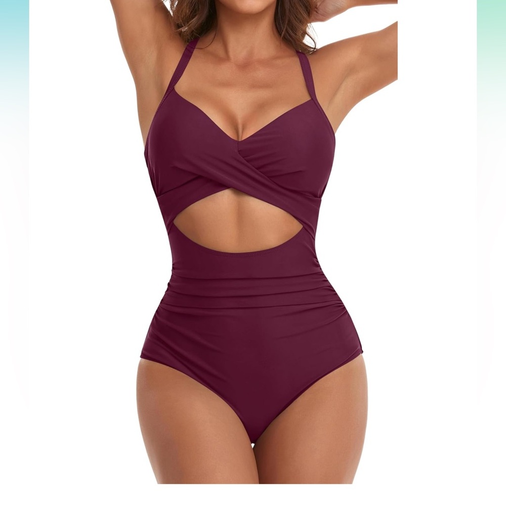 Elegant Women's One-Piece Swimsuit - Purple